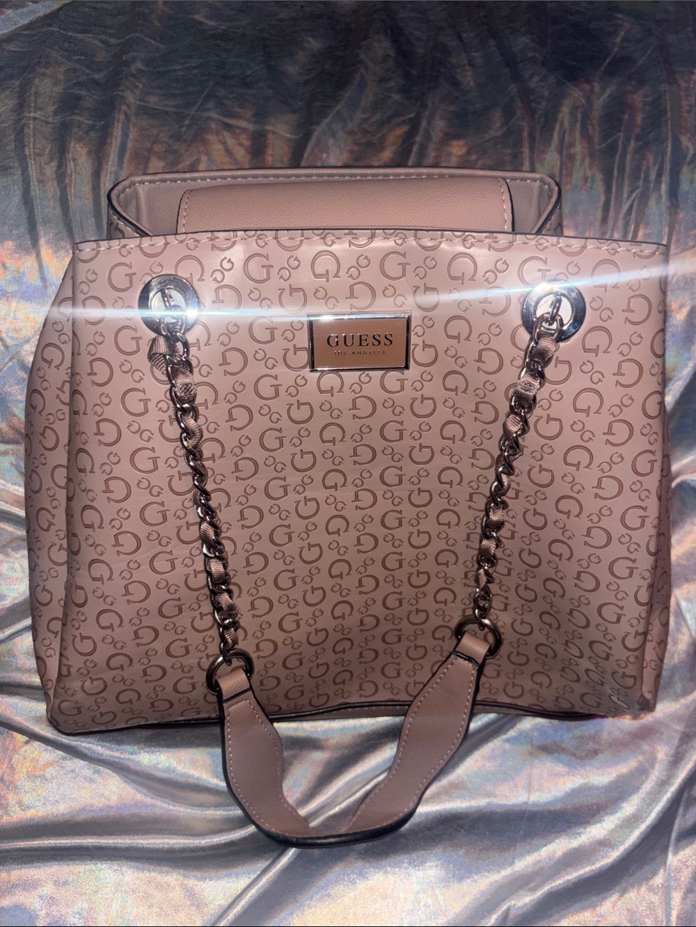 GUESS Pink Logo Chain-Handle Tote